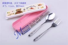 儿童餐具套装 卡通勺筷便携两件套 环保餐具