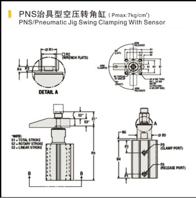 PNS治具型空壓轉(zhuǎn)角缸