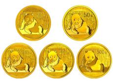2015年熊猫金币5枚套装