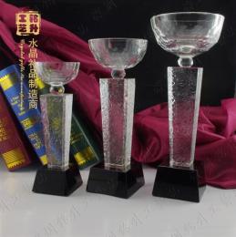 团体比赛纪念水晶奖杯 新款酸洗水晶奖杯